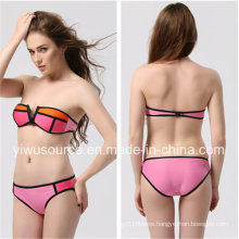 Sexy Multi Color Strapless Front Zipper Swimwears